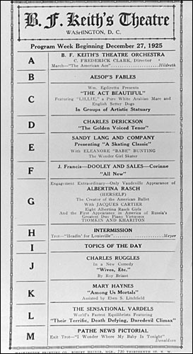 B. F. Keith's Theatre program, 1925