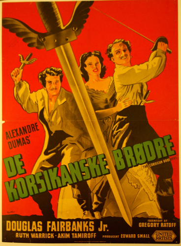Corsican Brothers (De Korsikanske Brodre) one sheet poster
