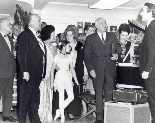 Dimitri Tiomkin with J. Erglis Smaltzoff, Yurl Smaltzoff, and Roxanne Bulczak, 1972