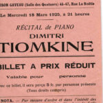 Dimitri Tiomkin piano recital ticket, 1925