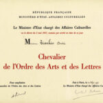 Chevalier de l'Ordre des Artes et des Lettres, 1957