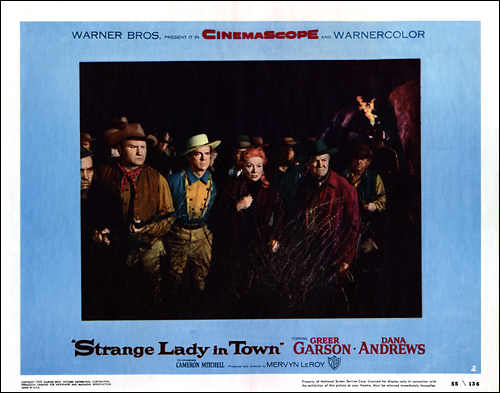 Strange Lady in Town lobby card B